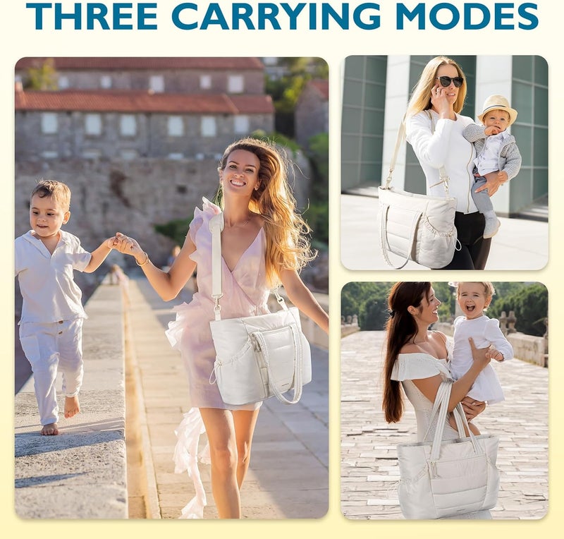 MOMMORE Diaper Bag Tote with Stroller Organizer Puffer Bag Large Capacity Baby Bag with Changing Pad for Travel, Hospital - Image 2